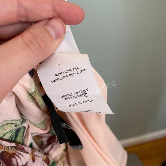 NICHOLAS Peach Pink Floral Print Silk Flare Sleeve Romper Long Sleeve 6 Small - Picture 4 of 16